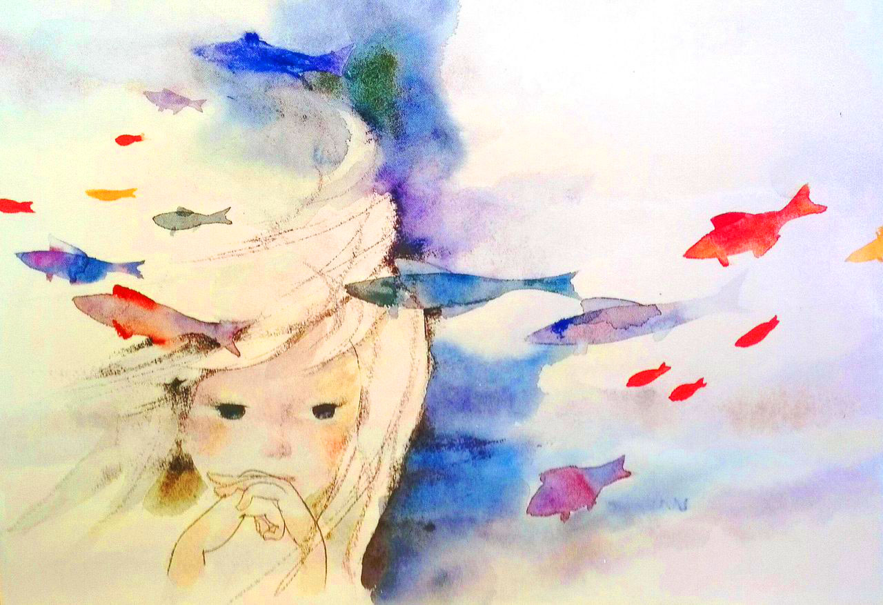 いわさきちひろ 水彩画 新品 美品 いわさきちひろ模写#watercolours #透明水彩画#水彩画